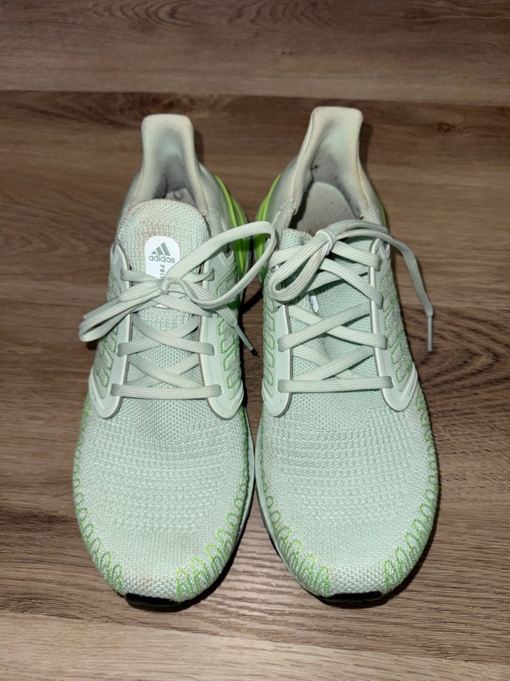 adidas Mint Green Knit Sneakers with Neon Green Accents